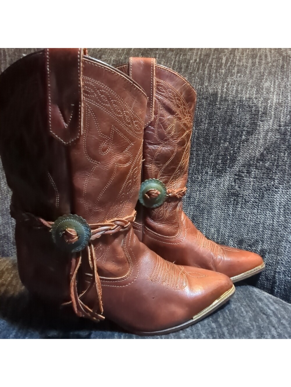 Oak Tree Farms Western Boots Women's Size 7 Brown Cowboy Tasseled